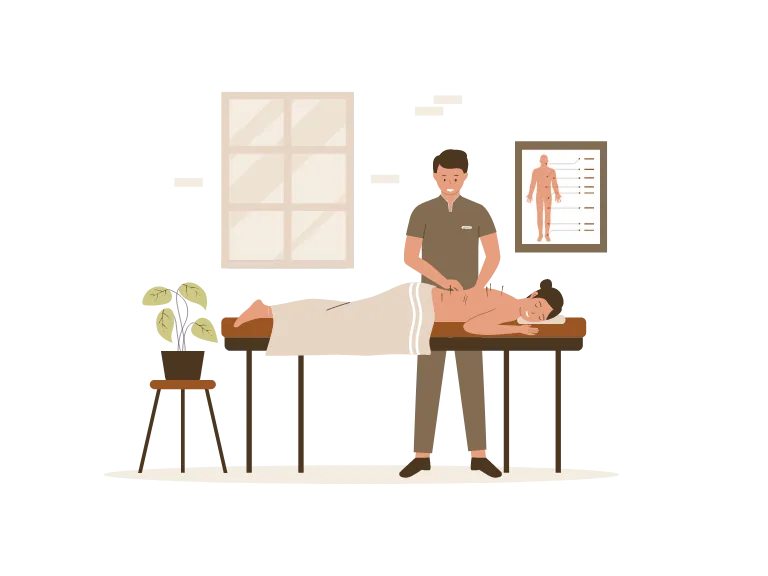 Un acupuncteur à Nice qui fait une séance d’acupuncture.
